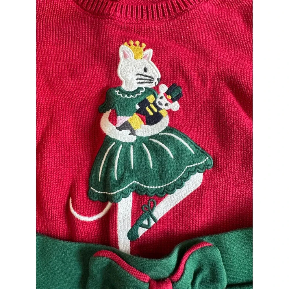 Gymboree Girls Red Nutcracker Mouse Sweater & Green Skort Set Size 8 Holiday